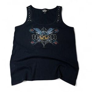 black rhinestone Harley Davidson tank top